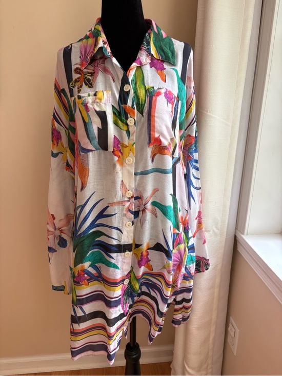 Trina Turk Other - Trina Turk Rayon Bright Tropical Tunic Top Sz L